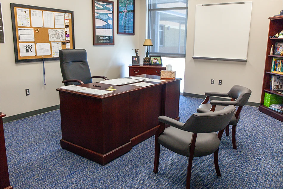 A school administrator's office desk