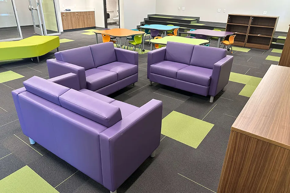 A cluster of student desks