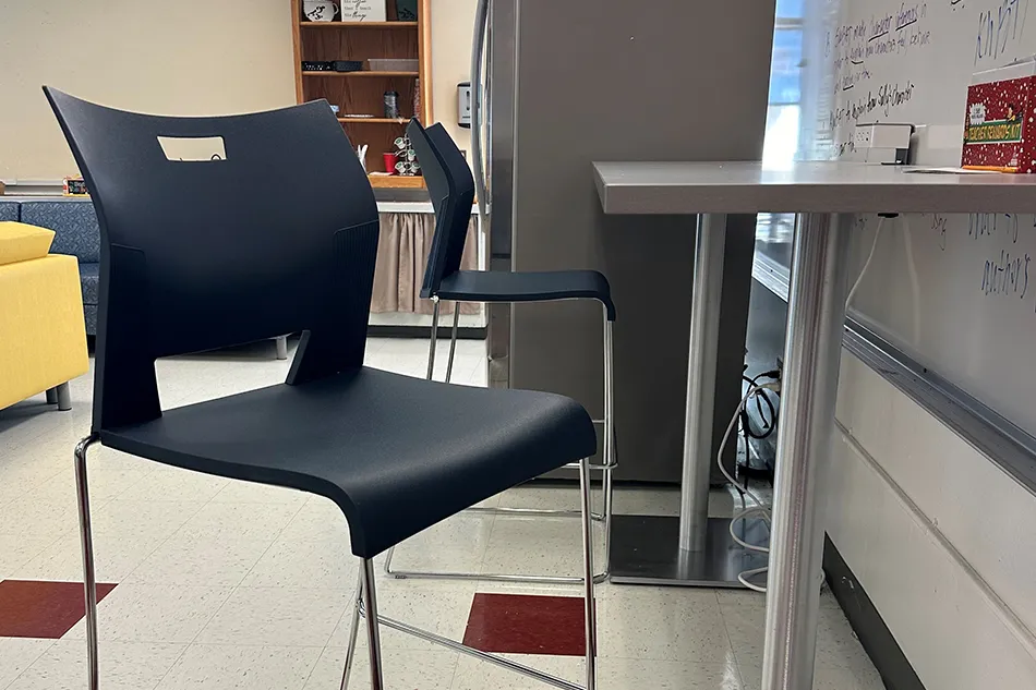 A cluster of student desks