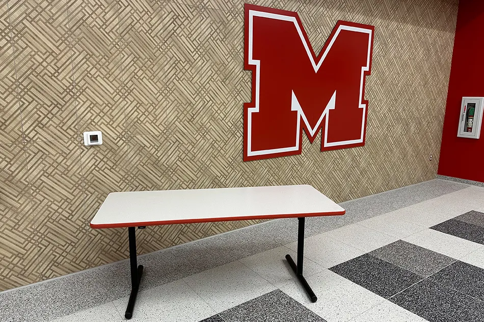 A cluster of student desks
