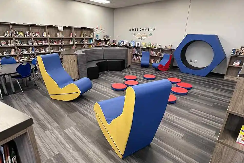 A cluster of student desks